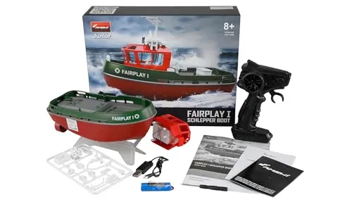 Amewi Fairplay I Schlepper Boot 15km/h 1:72 RTR grün - RC-Modelle mit zwei leistungsstarken Propellern für maximale Wendigkeit und Fahrvergnügen. Ideal für Dämmerungsfahrten dank LED-Beleuchtung und schützendem Akkufach.