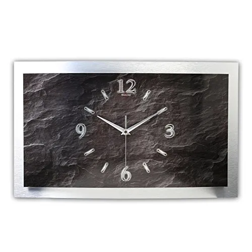 Kreative Feder 3D Designer Wanduhr Schiefer-Optik schwarz in schwarz von Kreative Feder