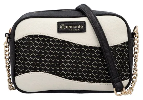 Remonte Damen-Mini-Bag Umhängetasche - Schicke Umhängetasche aus Lederimitat in schwarz-creme, mit verstellbarem Umhängeriemen und praktischem Reißverschluss. Ideal für den stylishen Alltag.