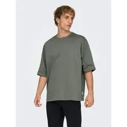ONLY & SONS Rundhalsshirt ONSMILLENIUM OVZ SS TEE NOOS grau S (48)