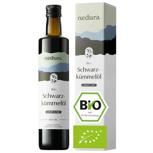 nedura® Schwarzkümmelöl BIO kaltgepresst 500ml – 100% rein & ungefiltert