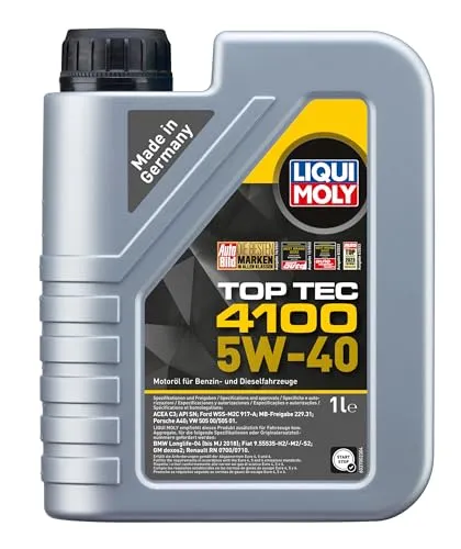 LIQUI MOLY Top Tec 4100 5W-40 | 1 L | Synthesetechnologie Motoröl | Art.-Nr.: 3700, farblos