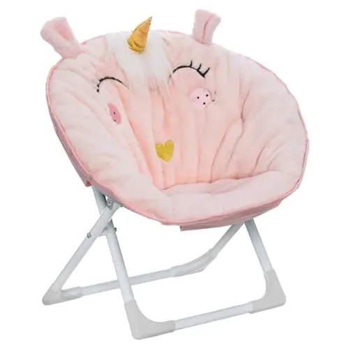 Kinderklappsessel Einhorn - Rosa - Hell-Pink - Sessel fürs Kinderzimmer, zusammenklappbar und mit einem zauberhaften Einhorn-Design für traumhafte Spielstunden.