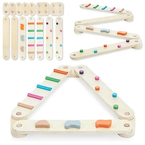 Mamabrum sensorische Balancierstrecke aus Holz – 14-teiliges Set - Kugelbahnen für kreative Streckenkombinationen: Fördert Gleichgewicht und motorische Fähigkeiten durch abwechslungsreiche Hindernisse aus hochwertigem Birkenholz.