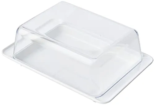 Kimmel Butterdose Butterglocke Butterschale mit Deckel, Kunststoff, Weiß/ Glasklar