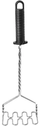 com-four® Kartoffelstampfer aus verchromtem Metall - Püree Stampfer für die Küche - Stampfer für Kartoffeln - Potato Masher - 35 cm (01 Stück)