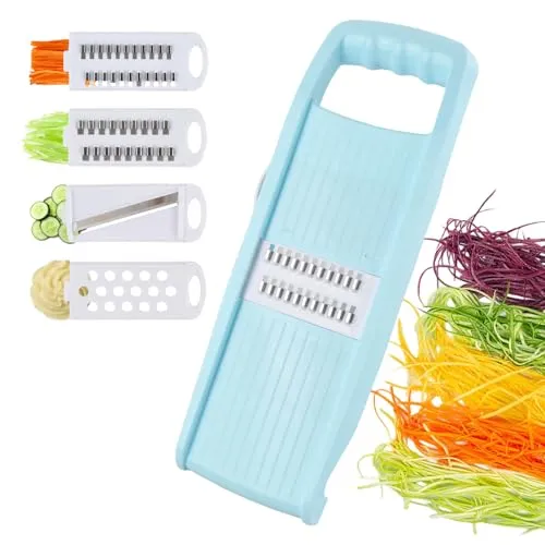 in 1 Gemüsehobel, Abnehmbar, Hobel, Reibe, Wellenschneider, Chopper, Mandolinenschneider mit Griff, Gemüseschneider Gurkenhobel Dünne Scheiben für Gemüsereibe Karotten Kartoffelharfe Vegetable 4