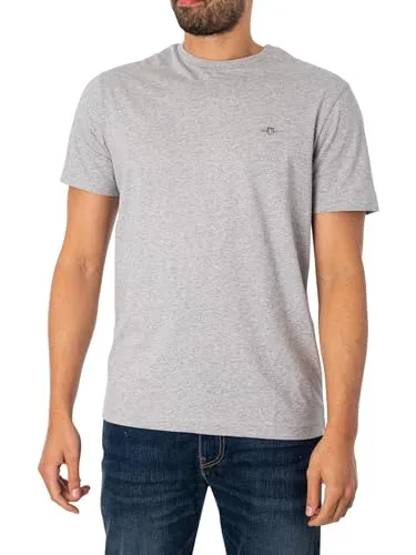 GANT REG SHIELD SS T-SHIRT Herren XXXL grau melange - Herren-Shirt von GANT in grau melange, aus 100% Baumwolle, mit komfortablem Regular Fit und stylischer Logostickerei auf der Brust.