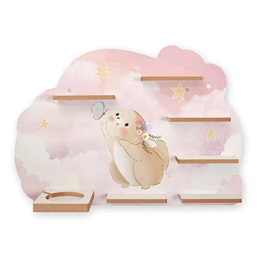 Regal „Neugieriges Häschen“ geeignet für Toniebox und Tonies inkl. 40 Metallplättchen für Flexible Befestigung der Tonie Figuren (Neugieriges Häschen)