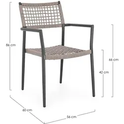 Gartenstuhl Caleta aus Aluminium, Taupe / Anthrazit - Stylischer Gartenstuhl aus leichtem Aluminium für Komfort und Flexibilität im Außenbereich – ideal für Terrasse, Garten oder Balkon.