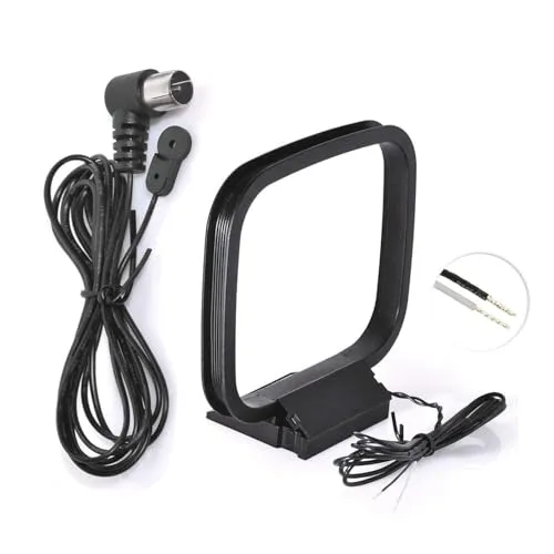 Bingfu FM Radio Antenne mit F Stecker - Radio-Antennen mit 1,5 m Verlängerungskabel und 2 Bare Wire AM Loop Draht Antenne, verbessert den FM/AM-Radioempfang für optimale Klangqualität im Heimkino oder Stereo-System.