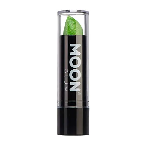 Moon Glow Neon UV Glitzer-Lippenstift, leuchtender neonfarbener Lippenstift, leuchtet unter UV-Strahlung (grün, 1 Stück)