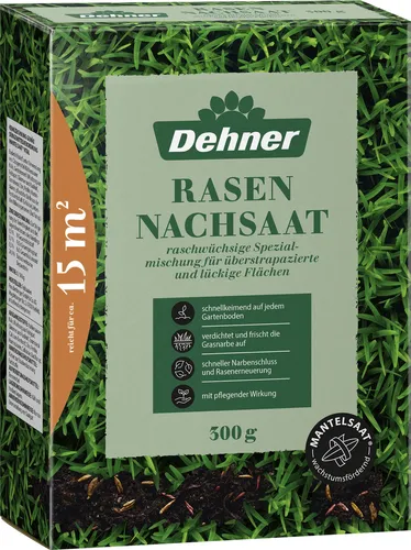 Dehner Saatgut Rasen-Nachsaat, Trockenrasen, hochwertige Saatgutmischung, raschwüchsig / schnellkeimend, 300 g, für ca. 25 m²