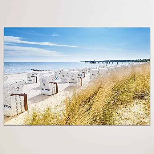Advertising & Displays Werbecenter Berlin GmbH Leinwandbild 'Ostsee mit Strandkörbe' Modern Art - Druck auf Leinwand - XXL Wandbild (60 x 40 cm)