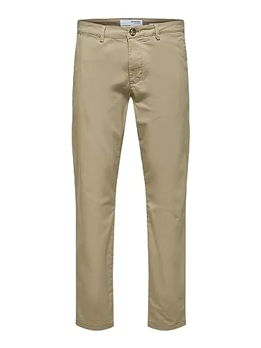 SELECTED HOMME Chinohose SLH175-SLIM NEW MILES FLEX PANT NOOS - Modische Herren-Chinohose in greige, slim fit und knöchellang. Ideal für vielseitige Outfits, pflegeleicht und aus elastischem Webstoff für optimalen Komfort.