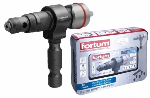 PREMIUM Nietvorsatz Blindnietgerät für Bohrmaschine 2,4-6,4mm - Nietenzangen mit 7 Teilen, ideal für präzise Blindnieten und vielseitige Anwendungen in der Metallbearbeitung.