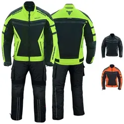 BULLDT Motorradkombi BLD323K (Set, 2-tlg., mit CE-Protektoren, Motorradjacke & Motorradhose) Herren Motorradkombi Tech-Mesh biker kombi mit Protektoren gelb 52/L