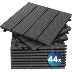 Casaria® WPC Fliesen 30x30 cm - 44er Set für Terrasse, Balkon und Garten - Fliesen für 4m² mit einfachem Stecksystem, rutschfest und pflegeleicht. Ideal für individuelle Gestaltung im Freien und Innenbereich.