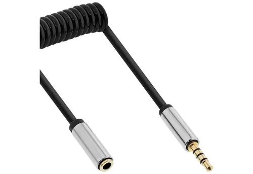 Inline InLine® Slim Audio Spiralkabel Klinke 3,5mm ST/BU, 4-polig, Stereo, 1m Audio-Kabel