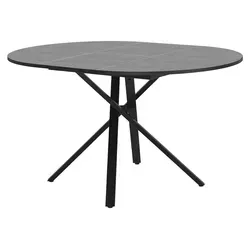 ML-Design Esstisch ausziehbar rund 100-140 cm Grau meliert Esszimmertisch für 4-6 Personen, Küchentisch mit X-förmiges Stahlgestell, Moderner Tisch - Grau