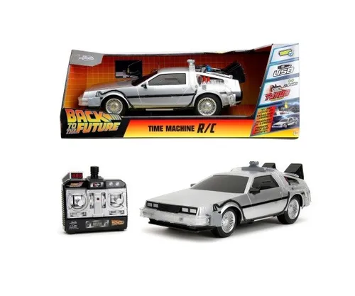 Jada Toys Zurück in die Zukunft RC Auto - Ferngesteuertes DeLorean Modell mit Licht & Turbo - App- & ferngesteuerte Autos: Legendäres DeLorean RC Auto (28 cm) mit authentischen Lichteffekten und USB-Ladefunktion für bis zu 45 Minuten Fahrspaß.