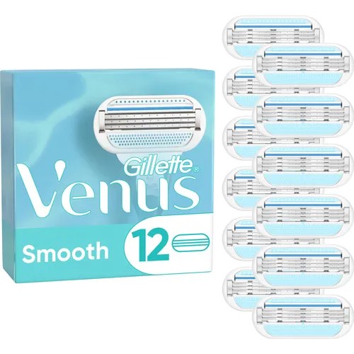 Gillette Venus Smooth Ersatz-Kopf 12 St. – Präzise Rasur für Damen - Nassrasierer, 12 Ersatzklingen für Damen, garantieren eine stets perfekte Rasur wie mit einem neuen Rasiergerät und passen sich jeder Kontur an.