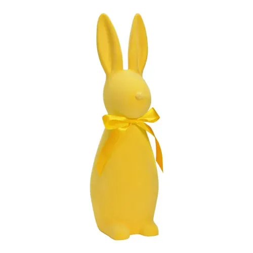 Produktbild Hase, beflockt, stehend, mit Schleife, Gelb, 10045021