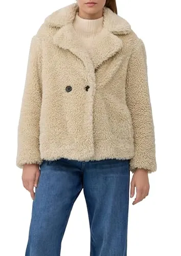 s.Oliver Strickjacke Outdoor-Jacke - Cardigans für den Herbst! Diese kuschelige Teddy-Jacke mit Webpelz und Reverskragen bietet Wärme und Stil für deine Outdoor-Abenteuer.