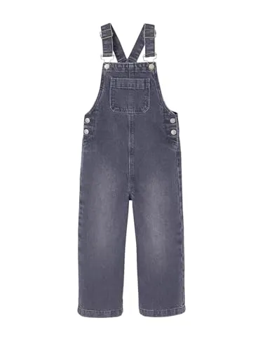 Vertbaudet Mädchen Jeans-Latzhose mit weitem Bein schwarz denim 134