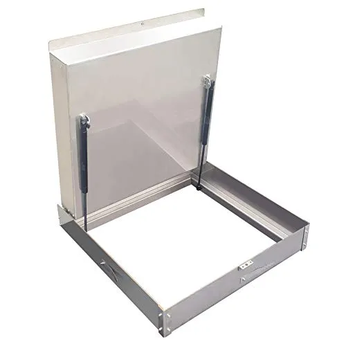 Edelstahl Schachtabdeckung 600x600mm h:80mm - Robuste Schachtabdeckung mit Gasdruckfedern für müheloses Öffnen, ideal für Pflasterarbeiten und bodengleiche Einbettung. Perfekt für den Bau- und Gartenbereich.