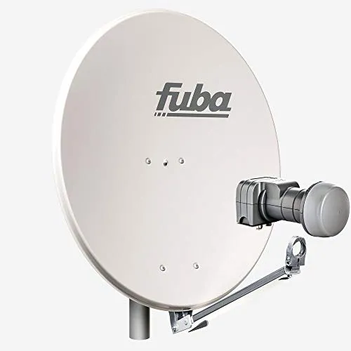 Fuba Satellitenschüssel Komplettset 2 Teilnehmer DAL 802 G - Premium SAT-Komplettanlage für 2 Teilnehmer mit HDTV, UHD (4K/8K) und 3D Unterstützung. Robuste Alu-Schüssel (80cm) und Twin LNB für hohe Signalstabilität und optimale Mobilfunkabschirmung.