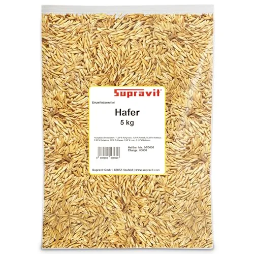 Supravit Hafer ganz 5kg | Hochwertiger ungeschälter Futterhafer für Pferde - Hochwertiger, ungeschälter Hafer in bester Qualität, leicht verdaulich und staubfrei. Ideal für mehr Energie und Ausdauer bei deinem Pferd. 100 % natürlich, ohne Zusätze, made in Germany.