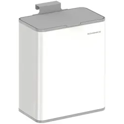 SONGMICS Mülleimer hängend, 8 L Stahl-Abfalleimer mit Deckel für Biomüll, an der Schranktür oder Wand, mit Haken, weiß