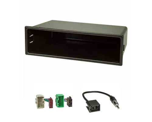 tomzz Audio Radioblende Set für Volvo S40 V40 Facelift (2000-2004) - Radioblende Set für 1-DIN Radios, ideal für den Austausch des originalen Radios gegen moderne Autoradios. Inklusive Ablagefach und Adapterkabel, perfekt für Volvo S40/V40 ohne Soundsystem.