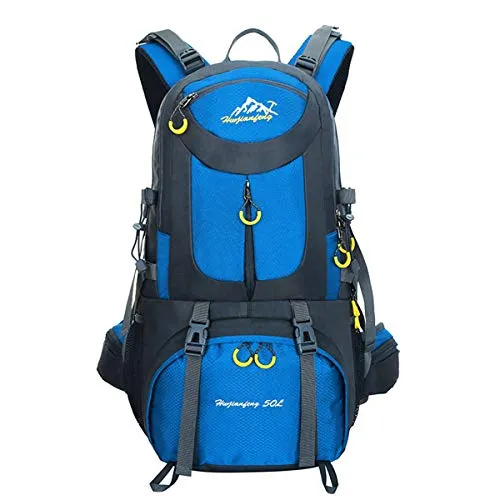 50L Sport Outdoor Rucksack, Travel Rucksack, Rucksack Wandern, ideal für Outdoor Sport, Wandern, Trekking, Camping Reisen, Bergsteigen. wasserdichte Bergsteigtasche, Reiseklettern Daypacks(Tiefblau)