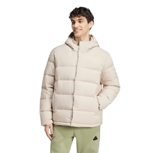 adidas Helionic Daunenjacke für Herren - Beige Wonder - Funktionsjacke mit 80% Entendaunenfüllung für optimale Wärmeisolierung, ideal für kalte Tage und Outdoor-Aktivitäten.