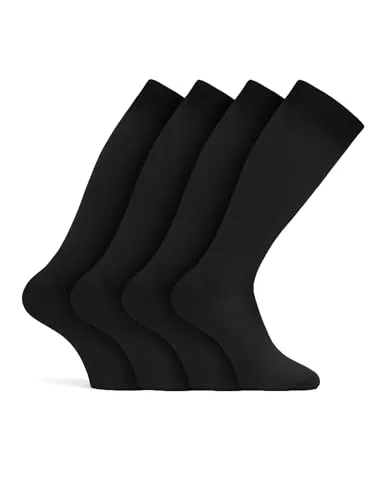 Basic Treasure 2 Paar Kompressionsstrümpfe Damen und Herren, Sport Kompressionssocken Flug, Sport und Reisen (Schwarz Solid, 43-46)
