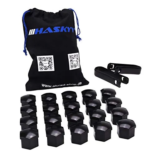 Radschrauben Radmuttern - 20x Radschraubenkappen 19 mm - MADE IN GERMANY - Radschraubenkappen für alle Radschrauben mit 19mm Schlüsselweite, schützend und optisch aufwertend. Inklusive 2 Abziehhaken und Aufbewahrungsbeutel, langlebig mit UV-Schutz.