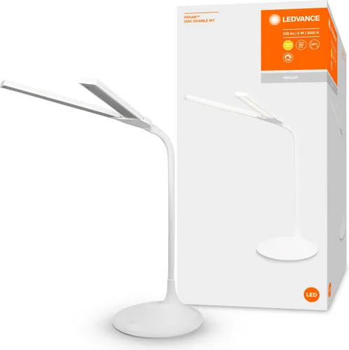 Ledvance LED Akku Schreibtischlampe Panan Disc Double Weiß 5W 220lm Warmweiß 3000K Dimmbar