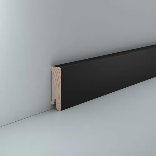 Sockelleiste schwarz 60 mm Holz foliert Schwarze Fußleiste Modern 16 x 60 mm