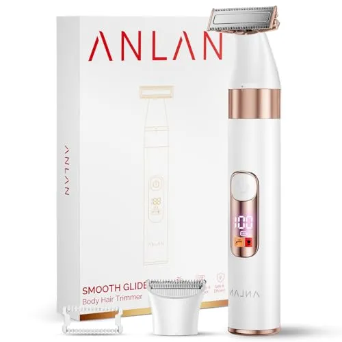 ANLAN 2-in-1 Elektrischer Rasierer für Damen - Elektrorasierer für Damen, ideal für empfindliche Haut mit präziser 2-in-1 Ganzkörperrasur. IPX6 wasserdicht, 90 Minuten Akkulaufzeit und schnelles Aufladen über Typ-C.