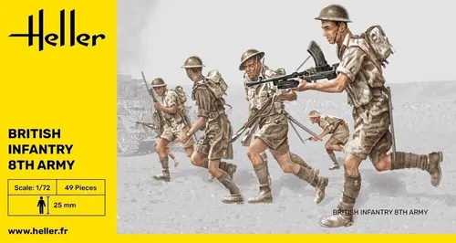 Heller 49609 British Infantry 8. Army, 1:72, Unbemalte Figuren, 49 Teile, Neu