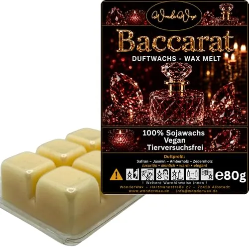 WonderWax Duftwachs Wax Melts für Duftlampe, 6 Würfel Duftmelt Wachsmelt Sojawachs Duftwachs Würfel für Raumdüfte, Wachs Duftöl Winter Indoor Schmelzen für Aromalampe Baccarat