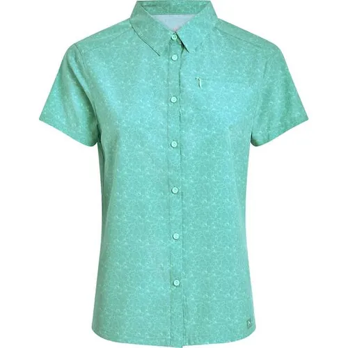 McKINLEY Damen Bluse Palila II W – Outdoor Bluse - Leichte, funktionale Bluse für Outdoor-Aktivitäten. Atmungsaktiv und schnelltrocknend, ausgestattet mit praktischer Brusttasche und modischem Alloverprint. Ideal für Wandern und Freizeit.