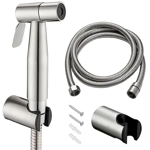 Bidet Handbrause Set, Edelstahl 304 Handbrause Toilette mit 150cm Brauseschlauch, Hand Bidet Sprayer mit Wandmontage für Waschbecken Bad Küche