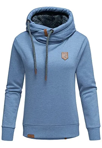 REPUBLIX Damen Kapuzenpullover Sweatjacke Pullover Hoodie Sweatshirt RD-002 Blau Melange 3XL