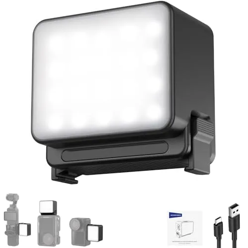 NEEWER Basics M20 Magnetische LED Kamera Leuchte Kompatibel mit DJI OSMO Nano Action 3 4 5 Pro Cage NEEWER AC009 PRO Pocket 3 Zubehör Erweiterungsadapter, Kunststoff Mini Fülllichtaufsatz 5600K CRI95+