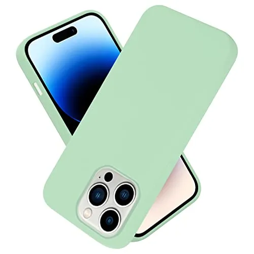 Cadorabo Hülle kompatibel mit Apple iPhone 14 PRO MAX Hülle Silikon Handyhülle für iPhone 14 PRO MAX Case aus flüssigem Silikon- Kratzfeste und stoßfeste dünne TPU Schutzhülle - Liquid HELL GRÜN