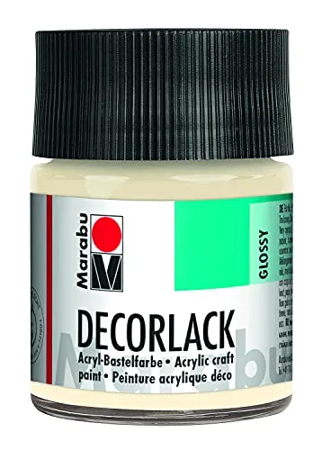 Marabu 11300005271 - Decorlack Acryl Elfenbein 271, 50 ml, hochglänzender Acryllack auf Wasserbasis, wetterfest, speichelfest, zum Malen, Schablonieren und für Serviettentechnik