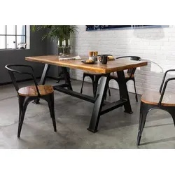 Massivmoebel24 Esstisch INDUSTRIAL - Massivholztisch aus Altholz - Esstisch aus Altholz 220x100x76 cm, mehrfarbig lackiert, bietet eine einzigartige Optik und ist ideal für stilvolle Essbereiche.